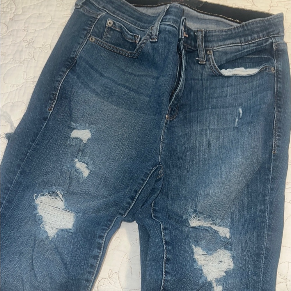 Torrid Blue Skinny Jeans with Distressed Detailing